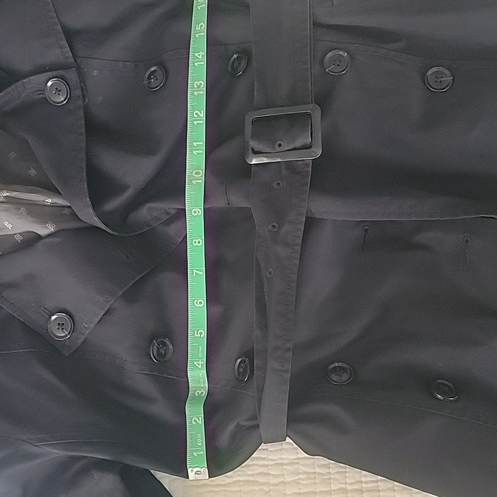 Banana Republic Black Trench Coat Double-Breasted Classic - Picture 5 of 6